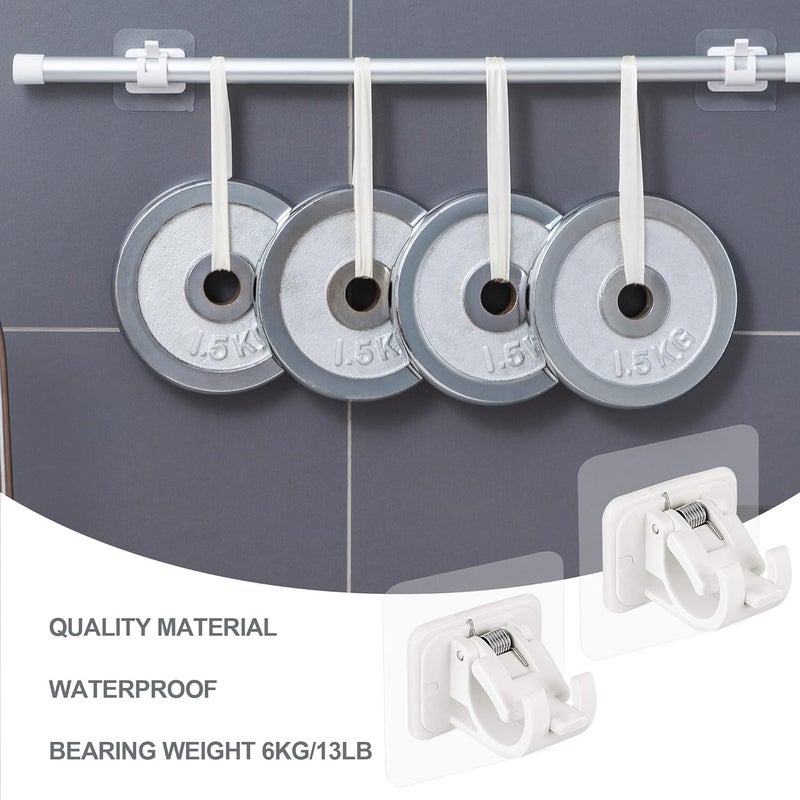 Codoule 2PCS No Drill Curtain Rod Brackets No Drilling Curtain Rod Holders Self Adhesive Curtain Rod Hooks Nail Free Adjustable Curtain Hangers,Non Screw Damage Stick On Drapery Rod Bracket for Wall Window - Image 5